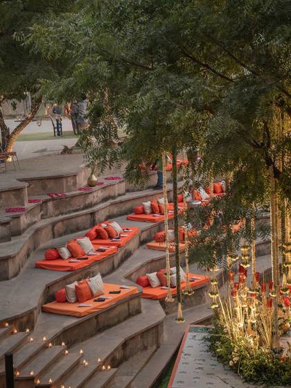 Lounge and Floral detail — Mehendi decor — Alila + Samode Jaipur